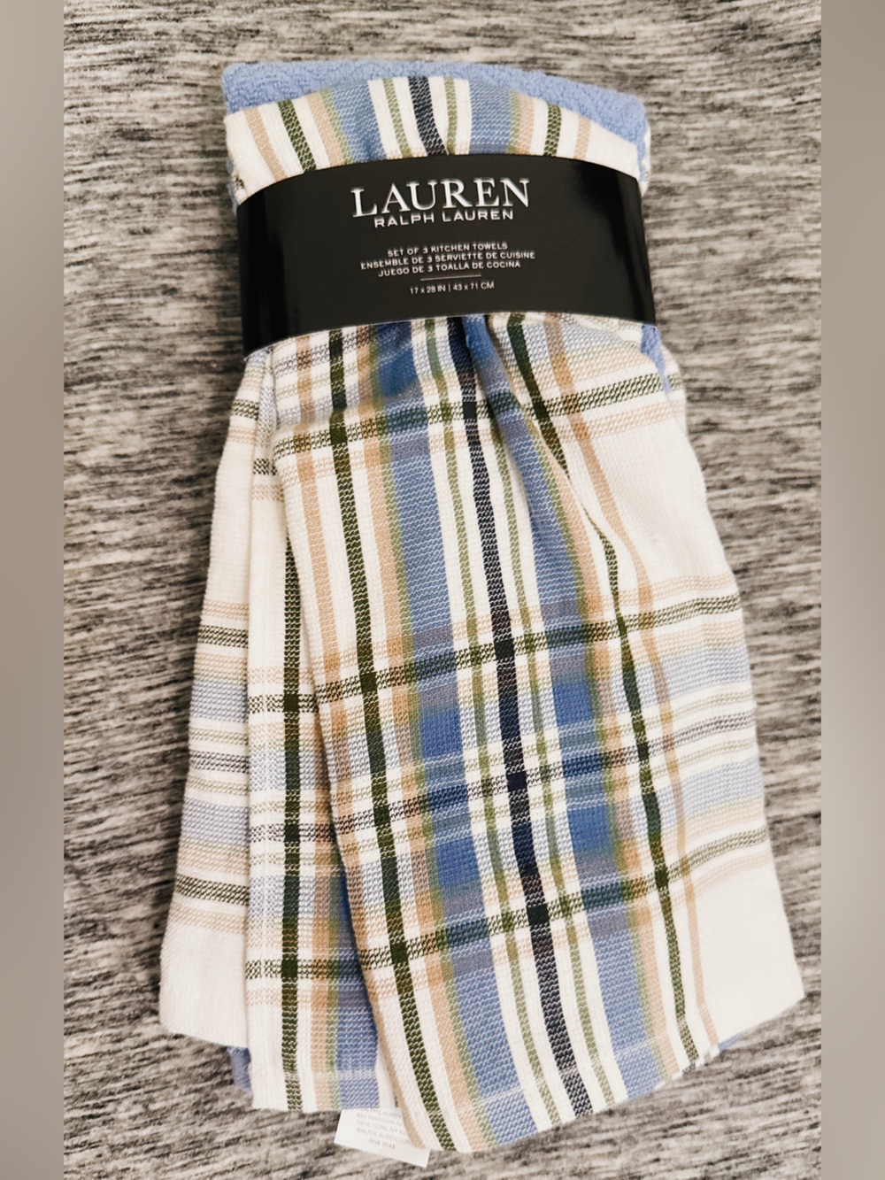 Ralph Lauren Plaid Kitchen Towels in Blue, Green & Tan